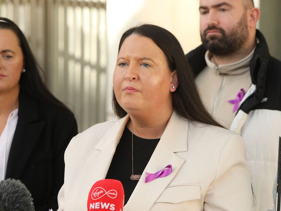 Sister Eucharia McDermott who read out the family statement outside the Courts in Dublin today.
PIc Collins  Courts