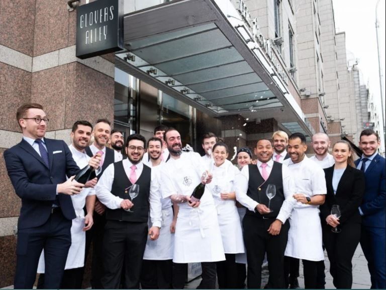 The staff at Glovers Alley celebrating last February