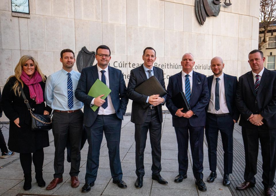 Pictured (from left) Sgt Jennifer Carrick, Garda Alan Thompson, Detective Garda Tom Bissett, Detective Superintendent Brian O’Keeffe, Detective Sergeant Eamonn O’Neill, Garda Fiachra Frewen and Detective Garda Garry Collins outside the Criminal Courts of Justice after Gerard Cervi was sentenced to life in prison for the murder of Bobby Messett at Bray Boxing Club in June 2018. Photo: Mark Condren