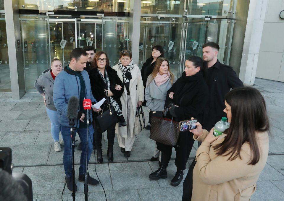 Gary Messett speaking to the meadi outside the Courts this afternoon.Gerard Cervi (36) was  found guilty of murdering father-of-three Bobby Messett