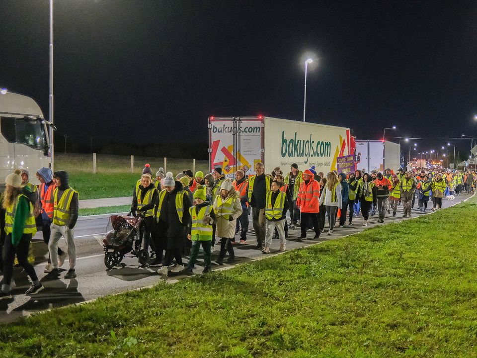 Protest in Rosslare Harbour on Monday evening