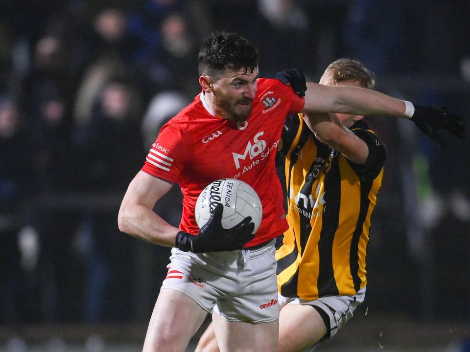 Rory Brennan of Trillick in action against Crossmaglen. Photo: Ramsey Cardy/Sportsfile