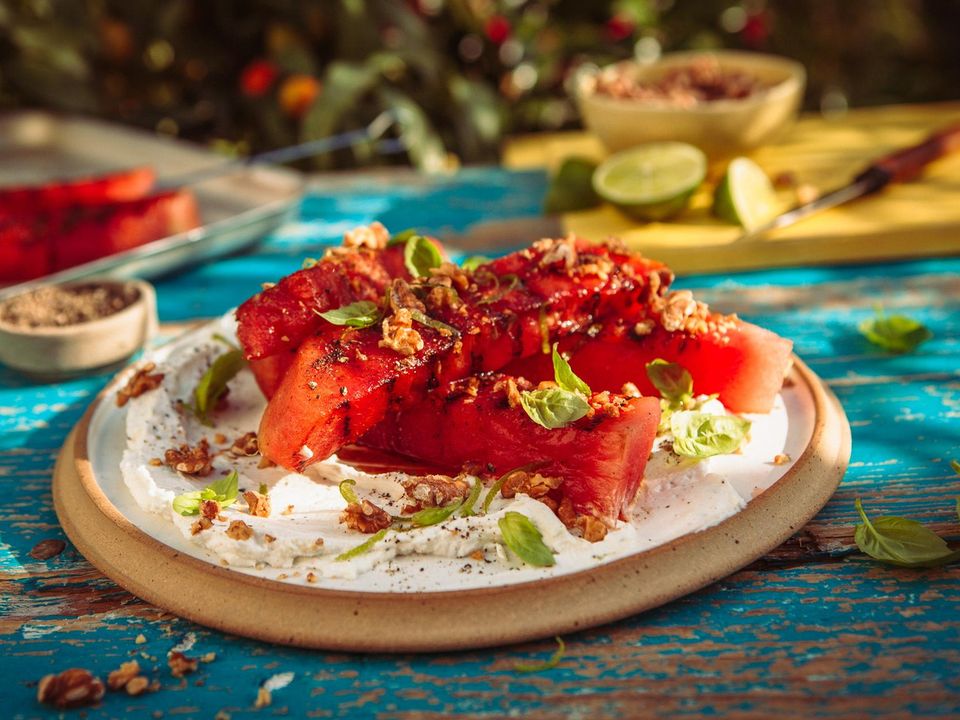 Grilled Watermelon with Goat's Cheese