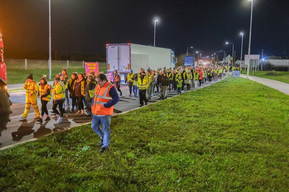 Protest in Rosslare Harbour on Monday evening