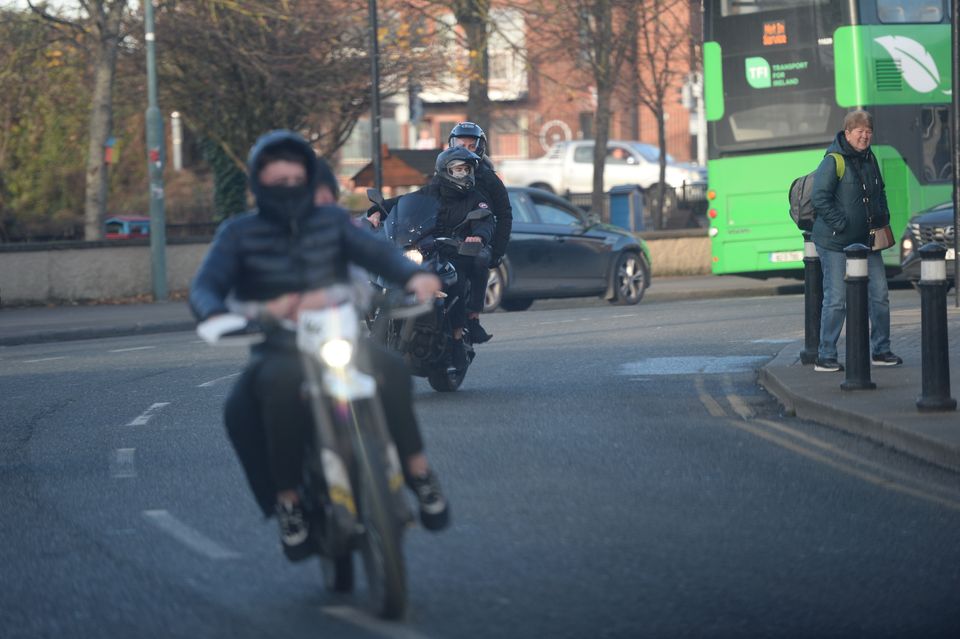 Motorbike riders at Brandon Ledwidge's funeral