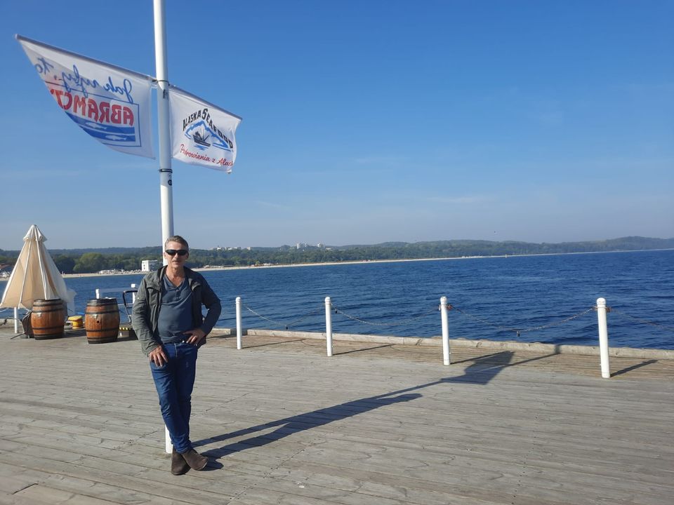 Neil on the pier in Sopot