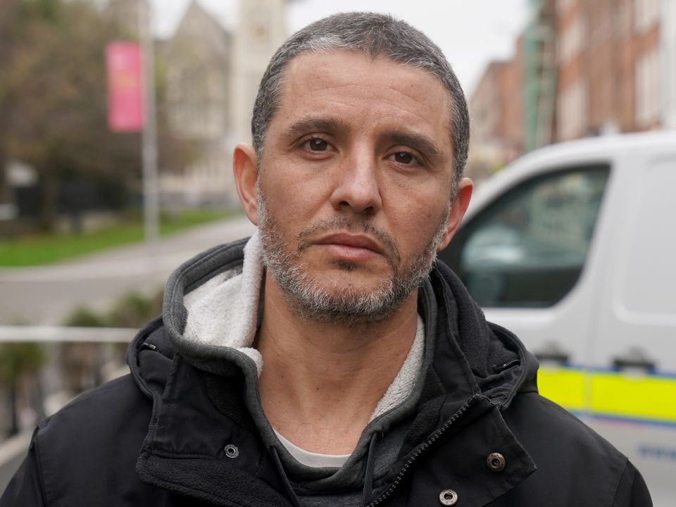 Caio Benicio, a Deliveroo driver, at the scene in Dublin city centre after he witnessed the incident on Parnell Square East (Brian Lawless/PA)