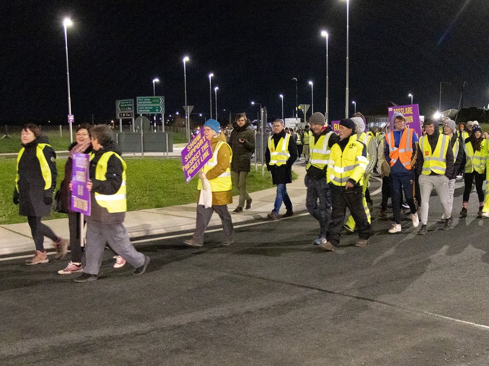 Protest in Rosslare Harbour on Monday evening