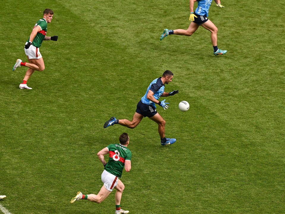 James McCarthy powers away from the Mayo cover