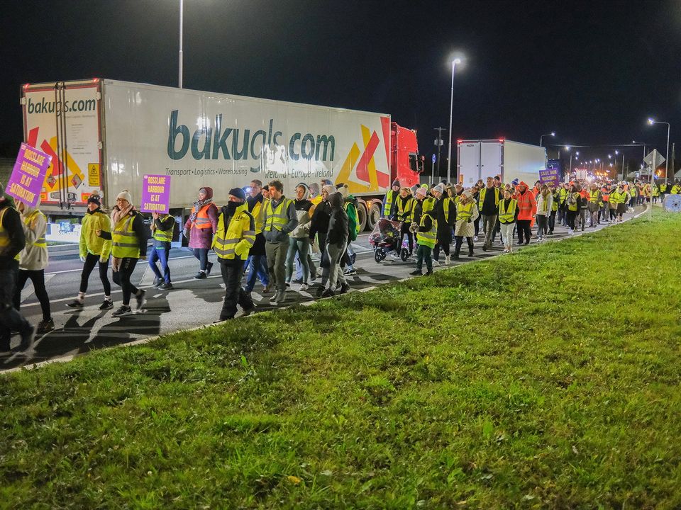 Protest in Rosslare Harbour on Monday evening