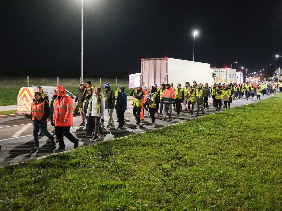 Protest in Rosslare Harbour on Monday evening