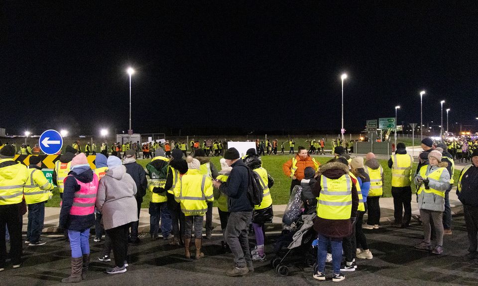 Protest in Rosslare Harbour on Monday evening