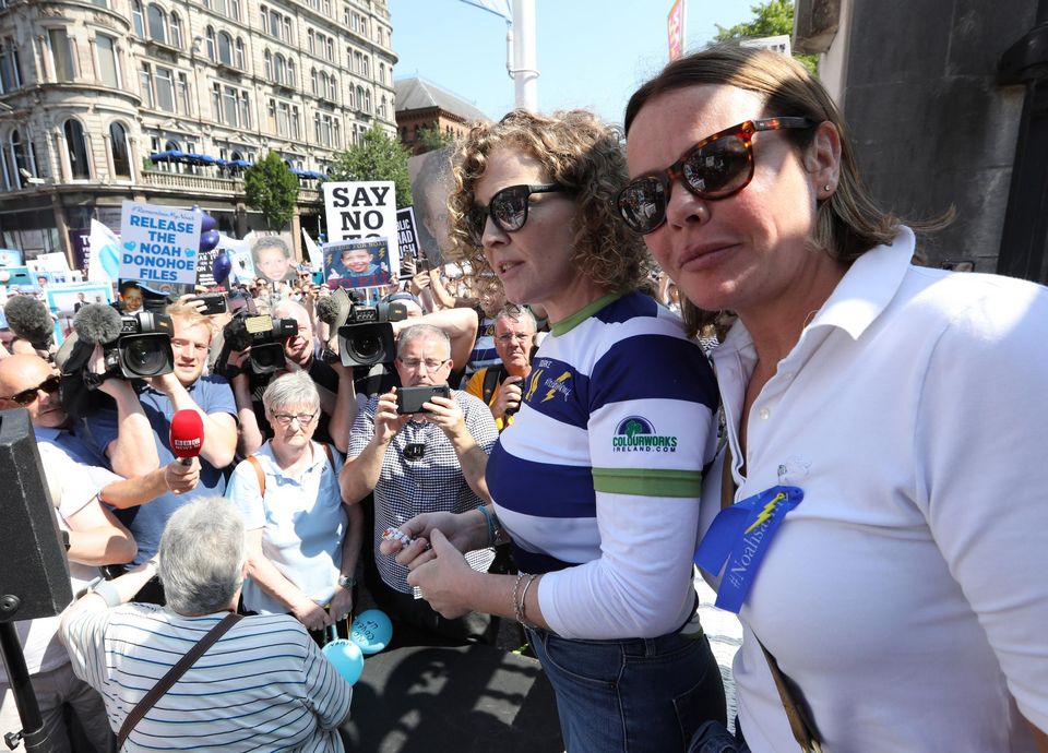 Mother Fiona at a rally for her son