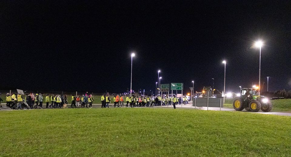 Protest in Rosslare Harbour on Monday evening