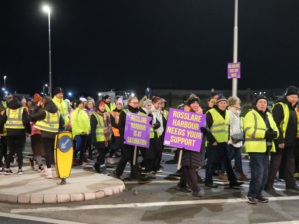 Protest in Rosslare Harbour on Monday evening