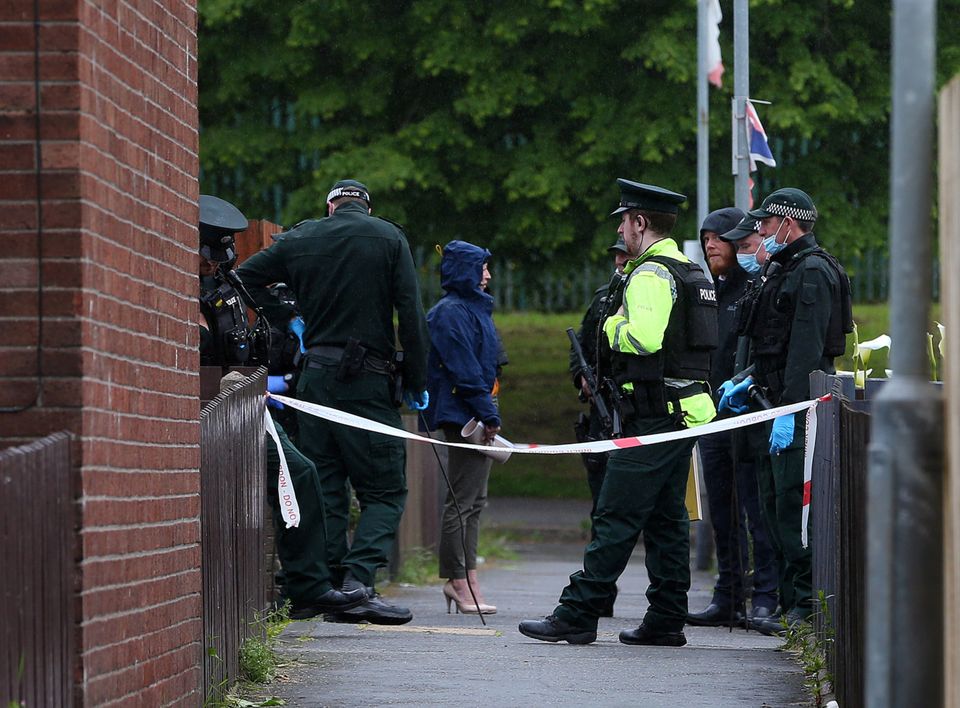 Police at the scene of the shooting of Dean Rice last month