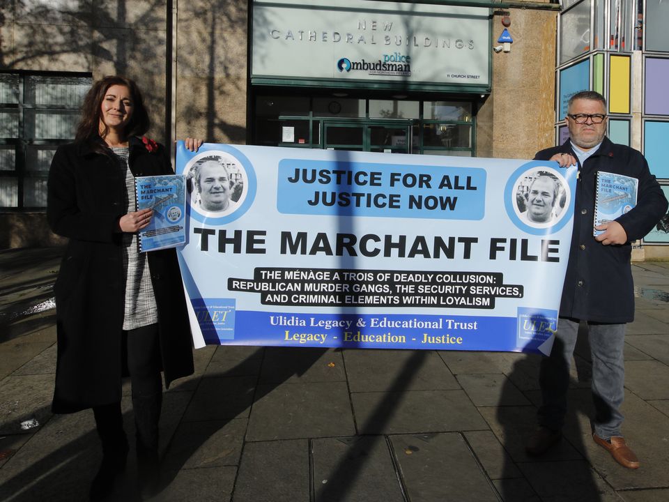 Martin Marchant arrives with family spokesperson Tina Love at the police ombudsman office to deliver a report into his father William's  murder.