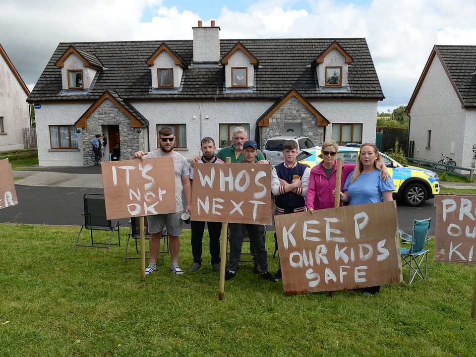 Radharc na Baile residents protesting over paedophile Chris Morrison being in their area