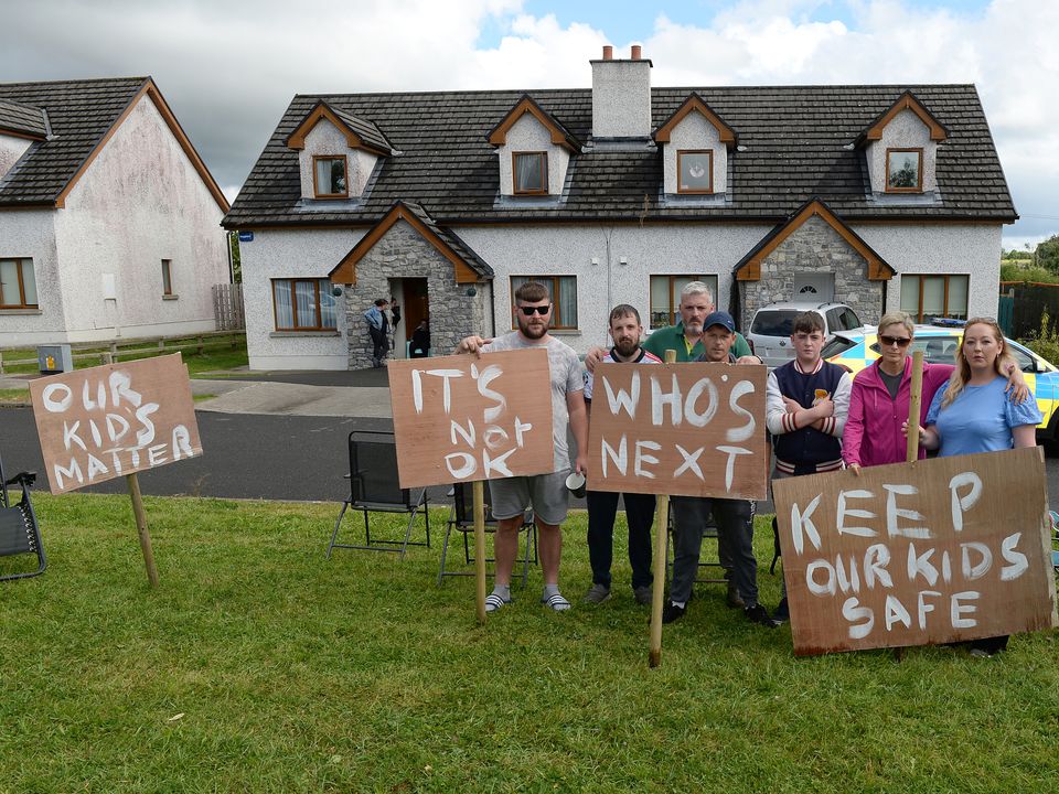 Radharc na Baile residents protesting over paedophile Chris Morrison being in their area